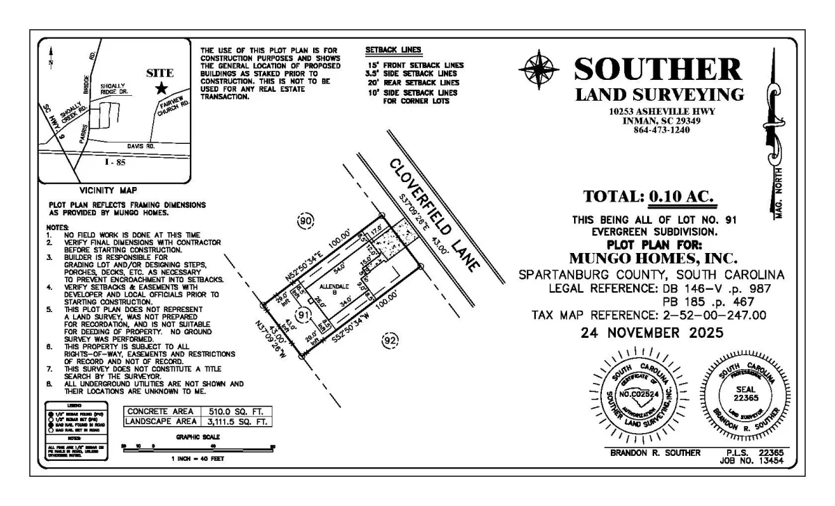 131 Cloverfield Lane  Homesite 91  Spartanburg SC 29303