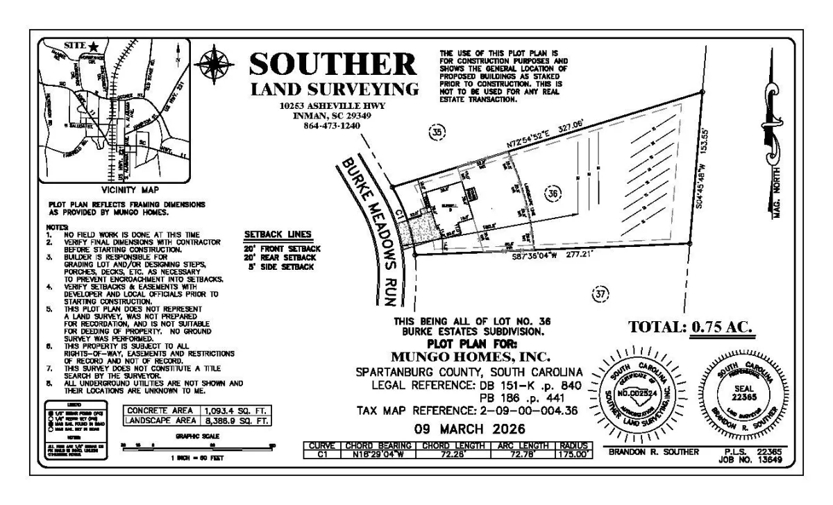 5018 Burke Meadows Run  Homesite 36  Chesnee SC 29323
