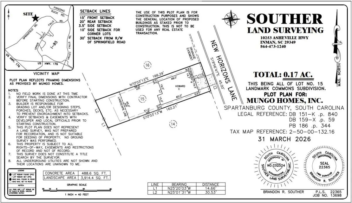 7055 New Horizons Lane  Lot 15  Boiling Springs SC 29316